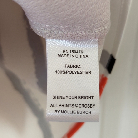 Crosby by Mollie Burch Brynn Abstract Gathered Neck Short Flutter Sleeve Blouse - Picture 5 of 11